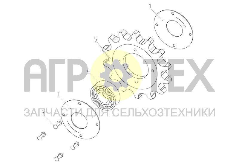 Чертеж Звёздочка натяжная (54-151-3-3)